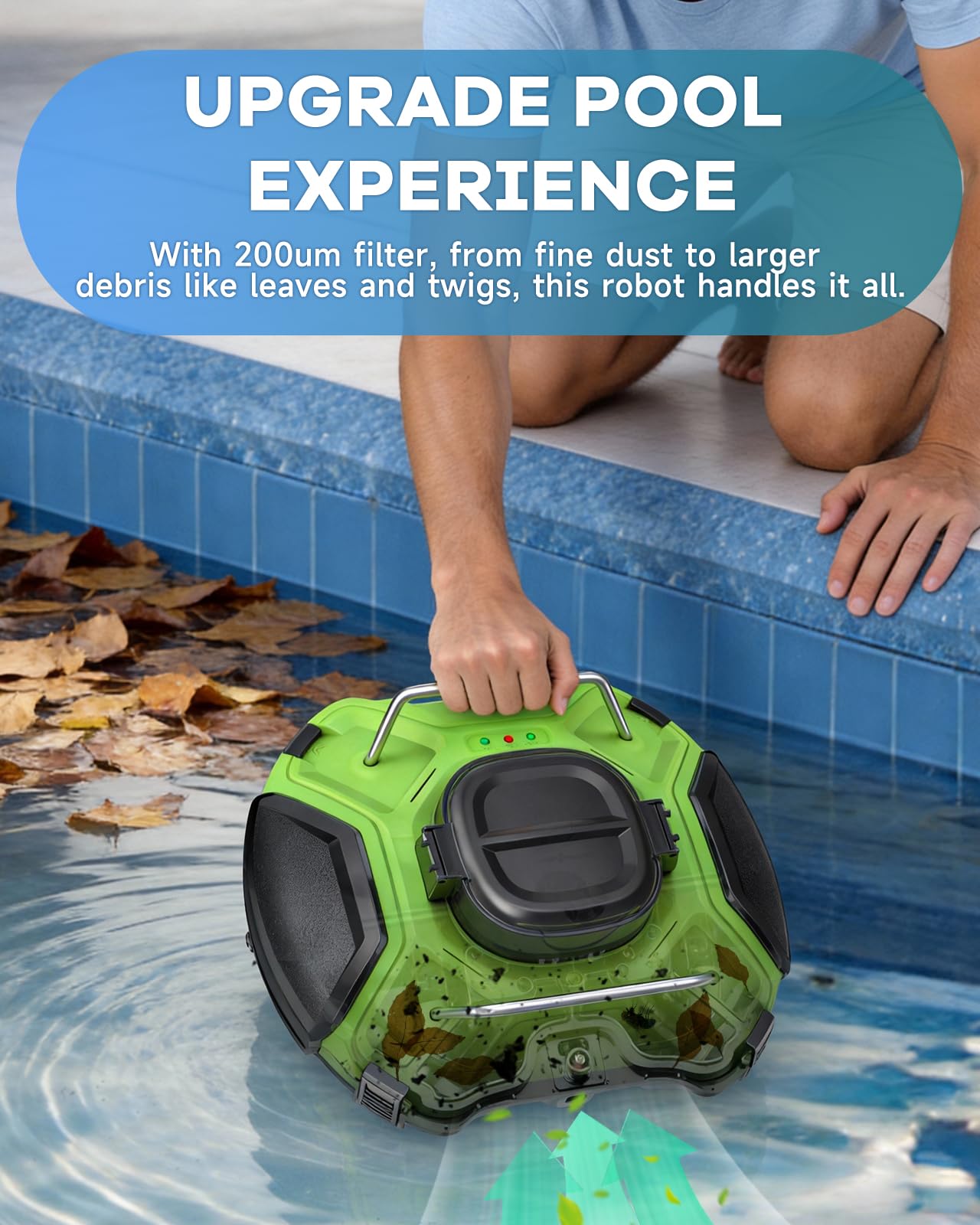 【Mise à niveau 2025】 Robot aspirateur de piscine sans fil Robot de nettoyage automatique de piscine 25 ° escalade, temps de fonctionnement de 120 minutes, auto-stationnement, aspirateur de piscine à