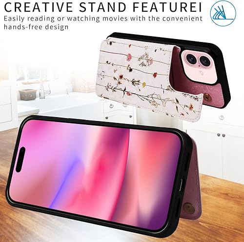 Miniatura 293 de UEEBAI Funda tipo cartera para iPhone 15 Pro Max con tarjetero, cubierta de cuero PU con soporte, bloqueo RFID, doble cierre magnético, relieve de