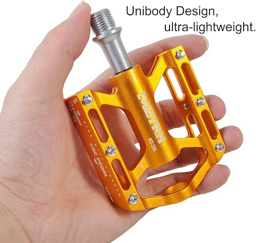 Miniatura 2 de ThinkTop Pedales de plataforma de bicicleta de montaña para MTB BMX, ultraligero 916 pedal de bicicleta de aluminio plano, 3 rodamientos sellados
