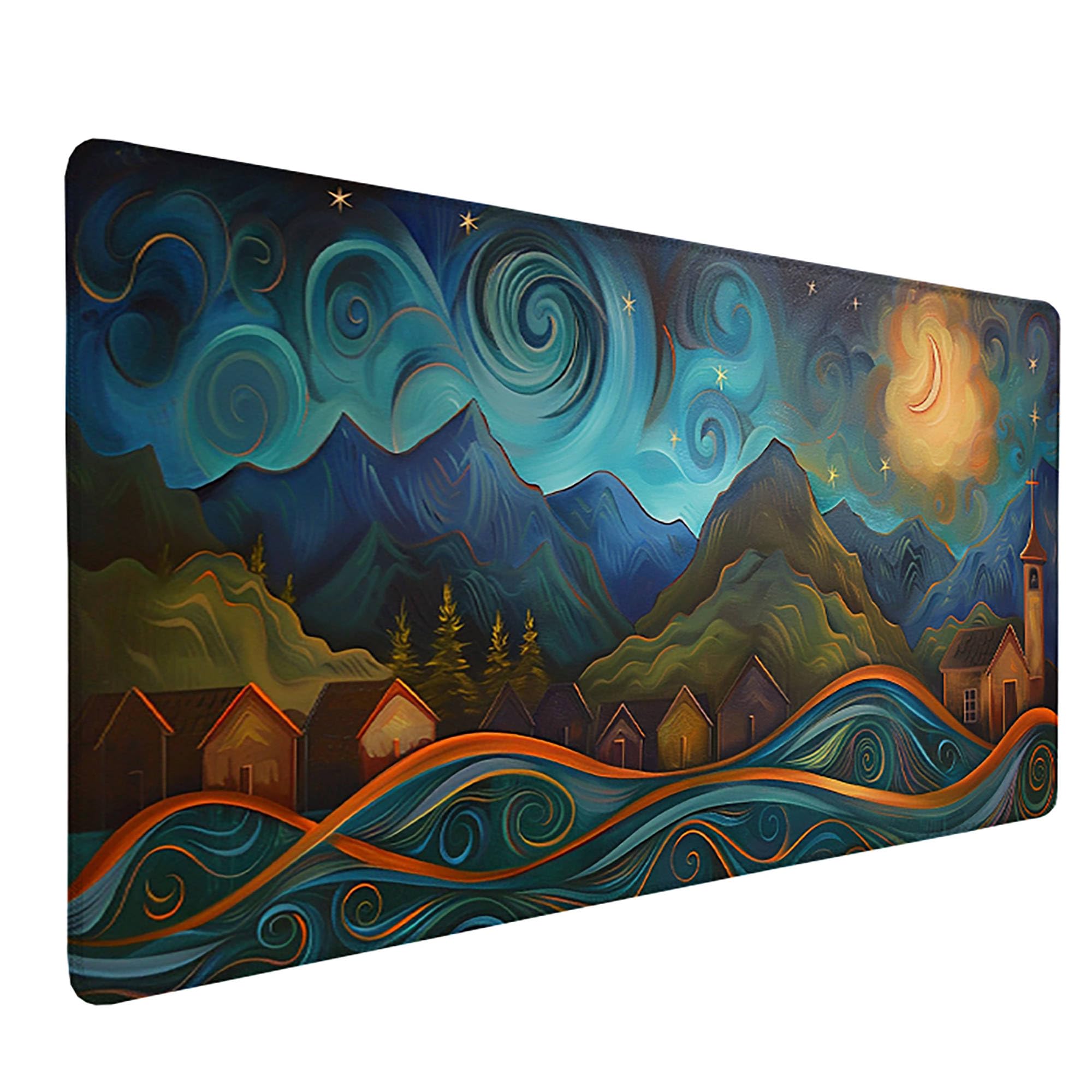 Niebieska podkładka pod mysz XXL, podkładka na biurko, 1200 x 600 cm, szyte krawędzie, podkładka pod mysz, gumowa podstawa, fale, podkładka pod mysz, stabilna przyczepność na gładkich