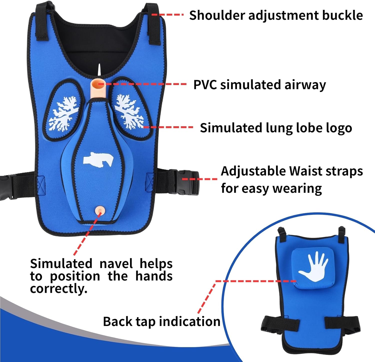 Anti Choking Trainer Vest with Back Slap, Heimlich Practice Training Vest, First Aid Teaching Tool for Nurses & Students, for Children