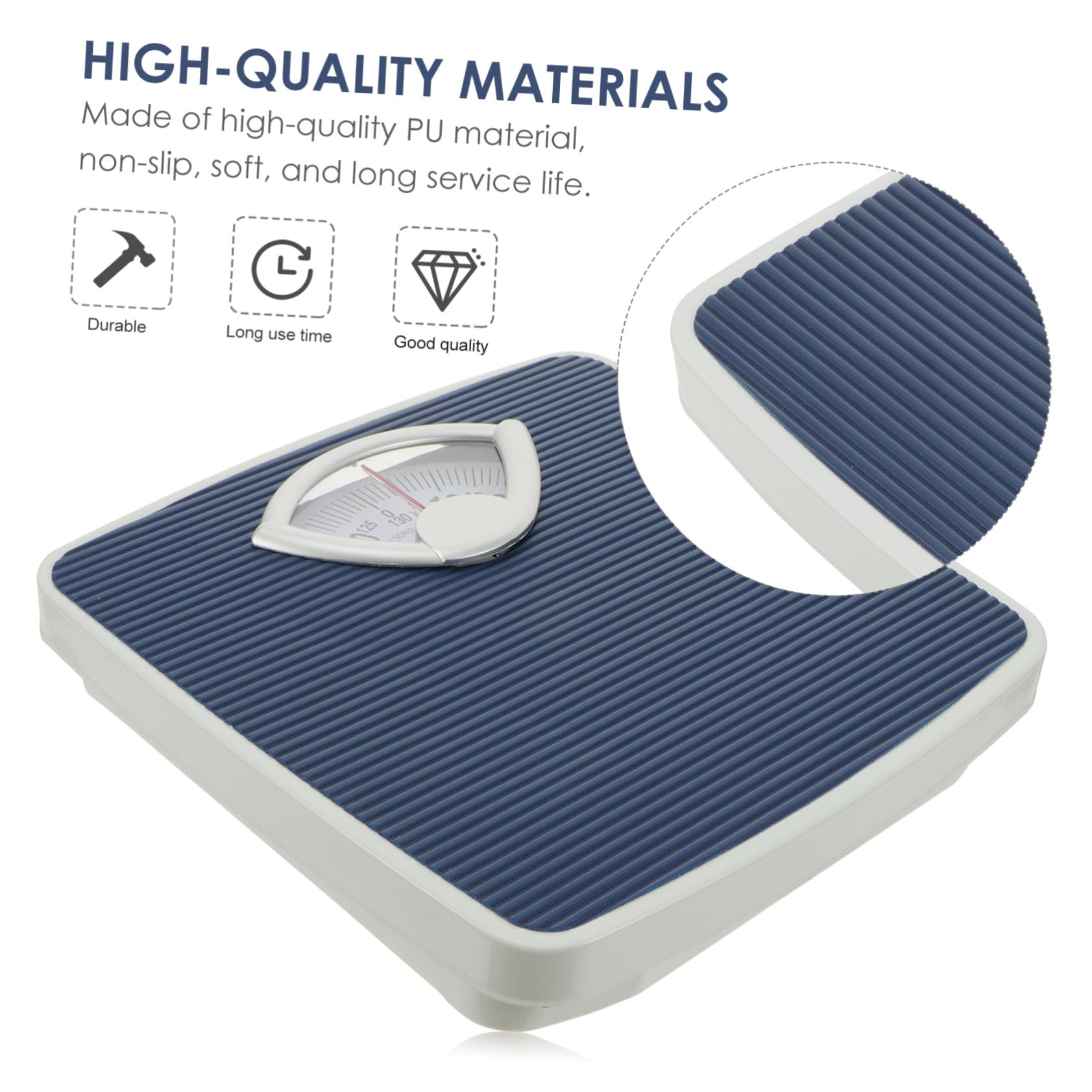 Hemobllo Báscula de Baño Mecánica Analógica con Dial Grande Fácil de Leer Superficie Antideslizante de PU Alta Precisión para Pesarse en Casa y Baño Adecuado para Adultos y Personas Mayores