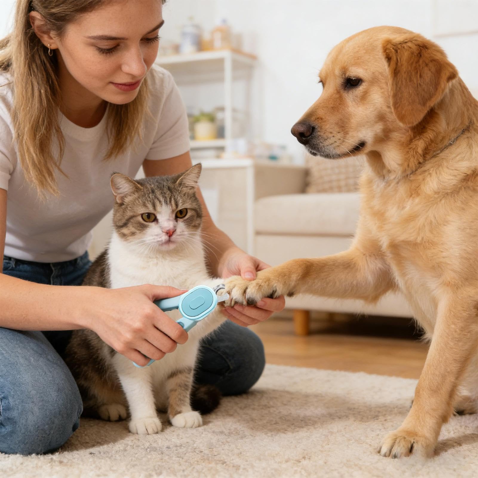 Generico Tagliaunghie per Cani e Gatti con Luce LED Integrata e Resistente | Tagliaunghie per Cani per Toelettatura per Cani di Taglia Media e Grande, Cuccioli, Gatti, Animali, Casa, Bagno, Canile