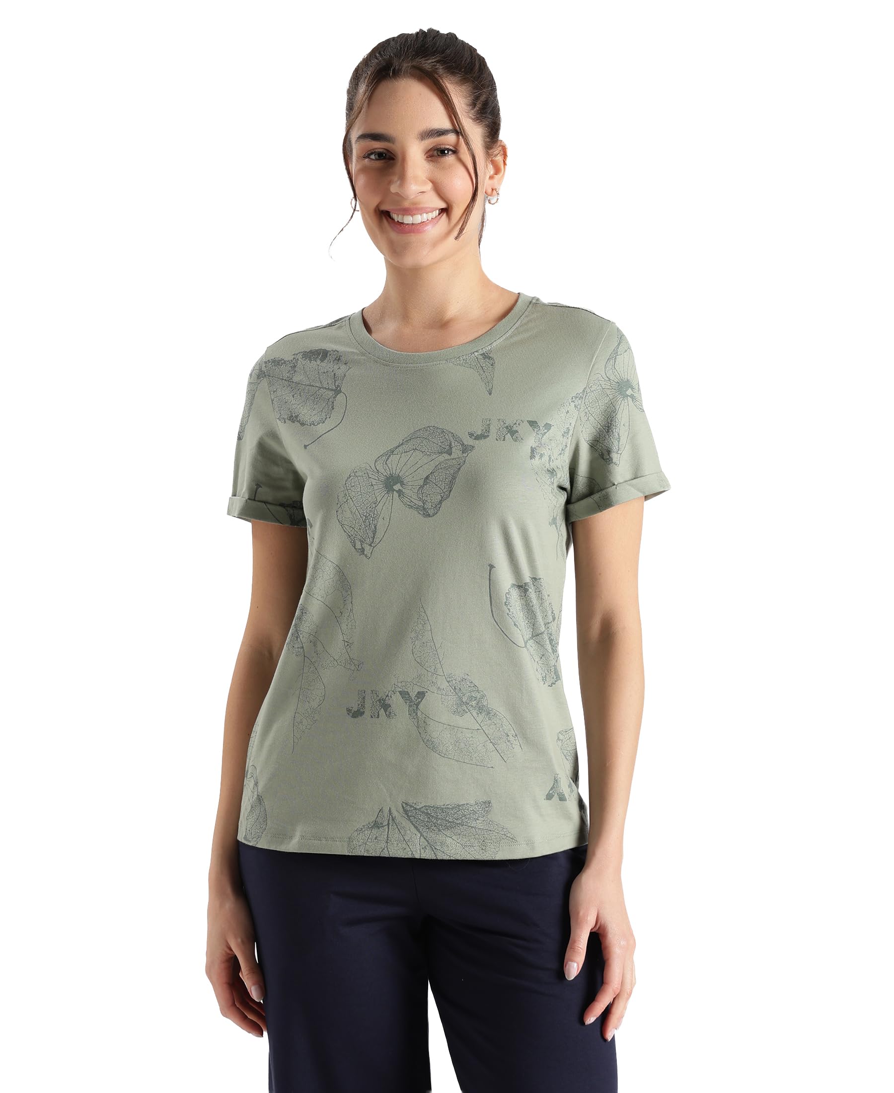 jockey A144 Women Super Combed Cotton Relaxed Fit Printed Half Sleeve T-Shirt_(Prints May Vary)-picture-18