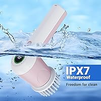 Vista 5 de Electric Spin Scrubber, Cordless Shower Scrubber with Battery Level Display, 2 Speeds Electric Scrubber for Cleaning with 6 Replaceable Heads