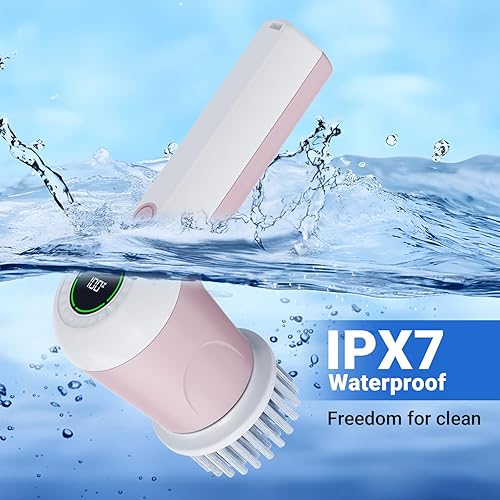 Miniatura 5 de Electric Spin Scrubber, Cordless Shower Scrubber with Battery Level Display, 2 Speeds Electric Scrubber for Cleaning with 6 Replaceable Heads