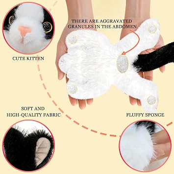 Novastream 18cm Cat Plush, Black and White Cat Soft Toy, Stuffed Animal Cat Plshie, Kawaii Plush Toy for Cuddling, Black Cat Teddy for Home Decoration and Stress Reliefu