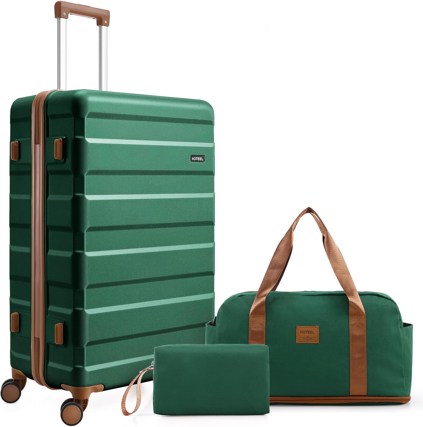 Hoteel Luggage Sets 3 Piece, 4-Year Warranty, Carry-On Luggage with Dual-Spinner Wheels, ABS Hard Shell Suitcase with TSA Locks, 20 Inch Lightweight Luggages for Travel, Green(20IN/DB/TB)