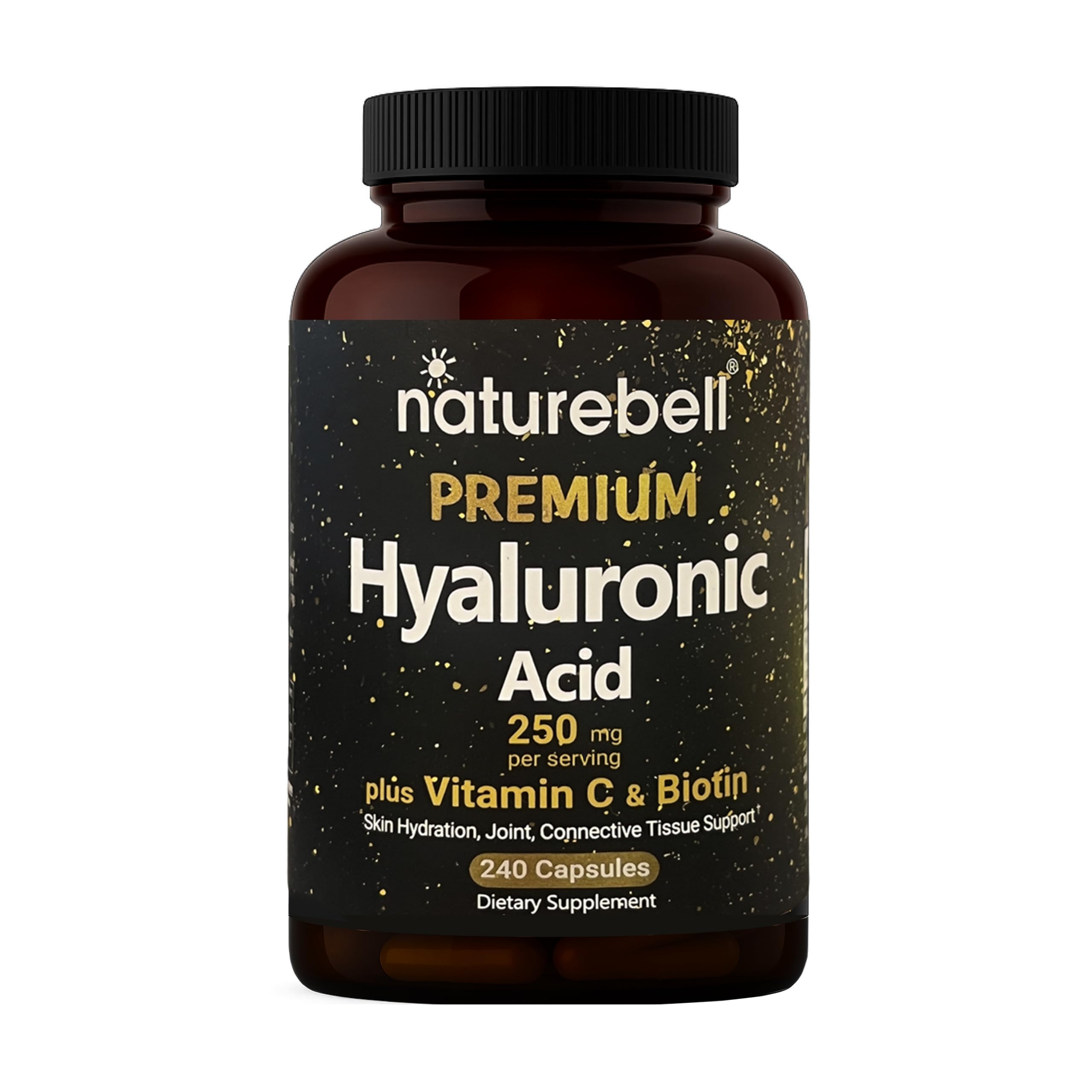 NatureBell Hyaluronic Acid Supplements 250mg | 240 Capsules, with Biotin 5000mcg & Vitamin C 25mg, 3 in 1 Support