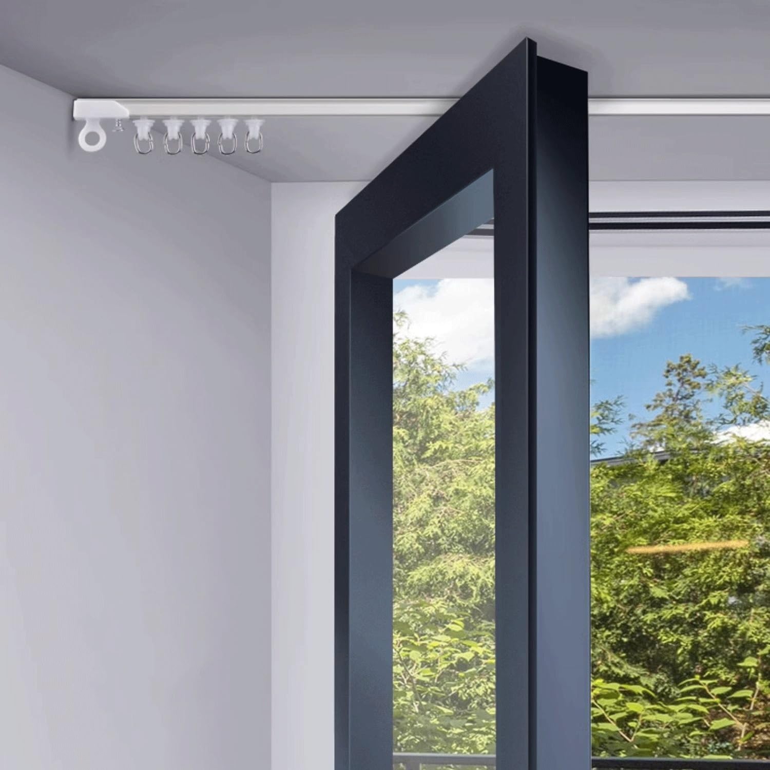 Binario per Tende A Soffitto In Alluminio Facile da Installare, 1.3m (4.3ft) per Finestre, Doccia, Camper, Balcone, Ufficio