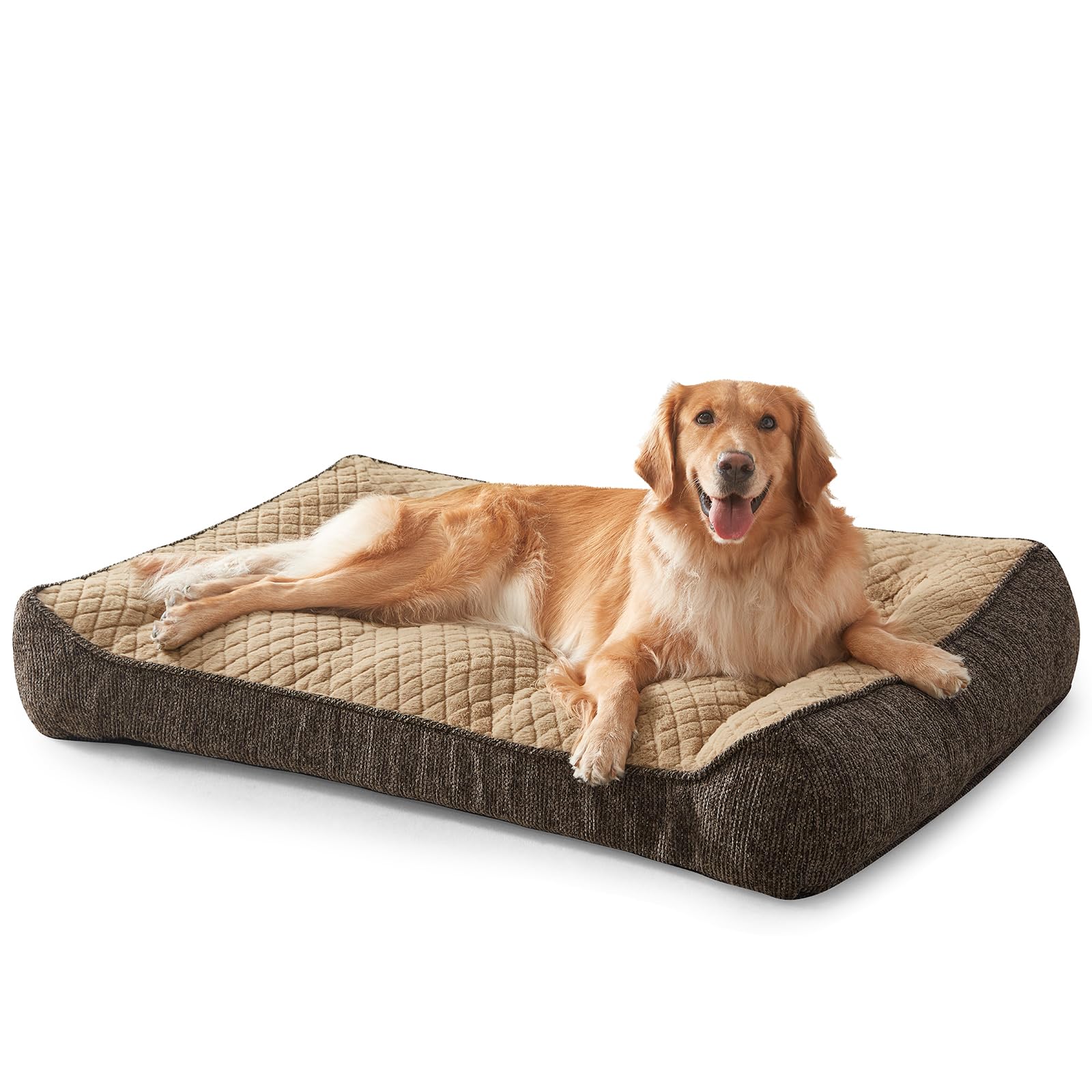 JOEJOY Cuccia Cane Interno Taglia Grande XXL, Cuccia per Cani Sfoderabile e Lavabile, Letto per Cani Ortopedica, Cane Antiscivolo in Peluche Sherpa Morbido con Bordi Rialzati, 122 X 89 X 25 cm