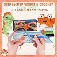 Vista 3 de yhwsymgmho Kit de ganchillo para principiantes: kit de 2 piezas de animales Amigurumi-Kit con tutoriales en video paso a paso - Kit de tejido fácil