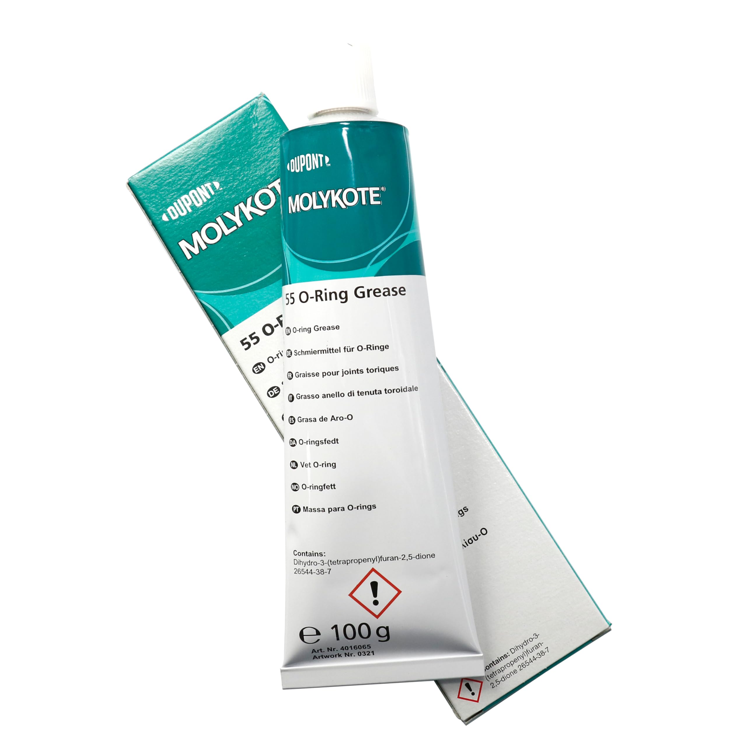 Molykote 55 O-Ring Grease 100g Lubrificante per Sigillatura O-Ring in Gomma Valvola Sistema Pneumatico Resistente al Calore e Ossidazione Off-White Applicazioni Industriali