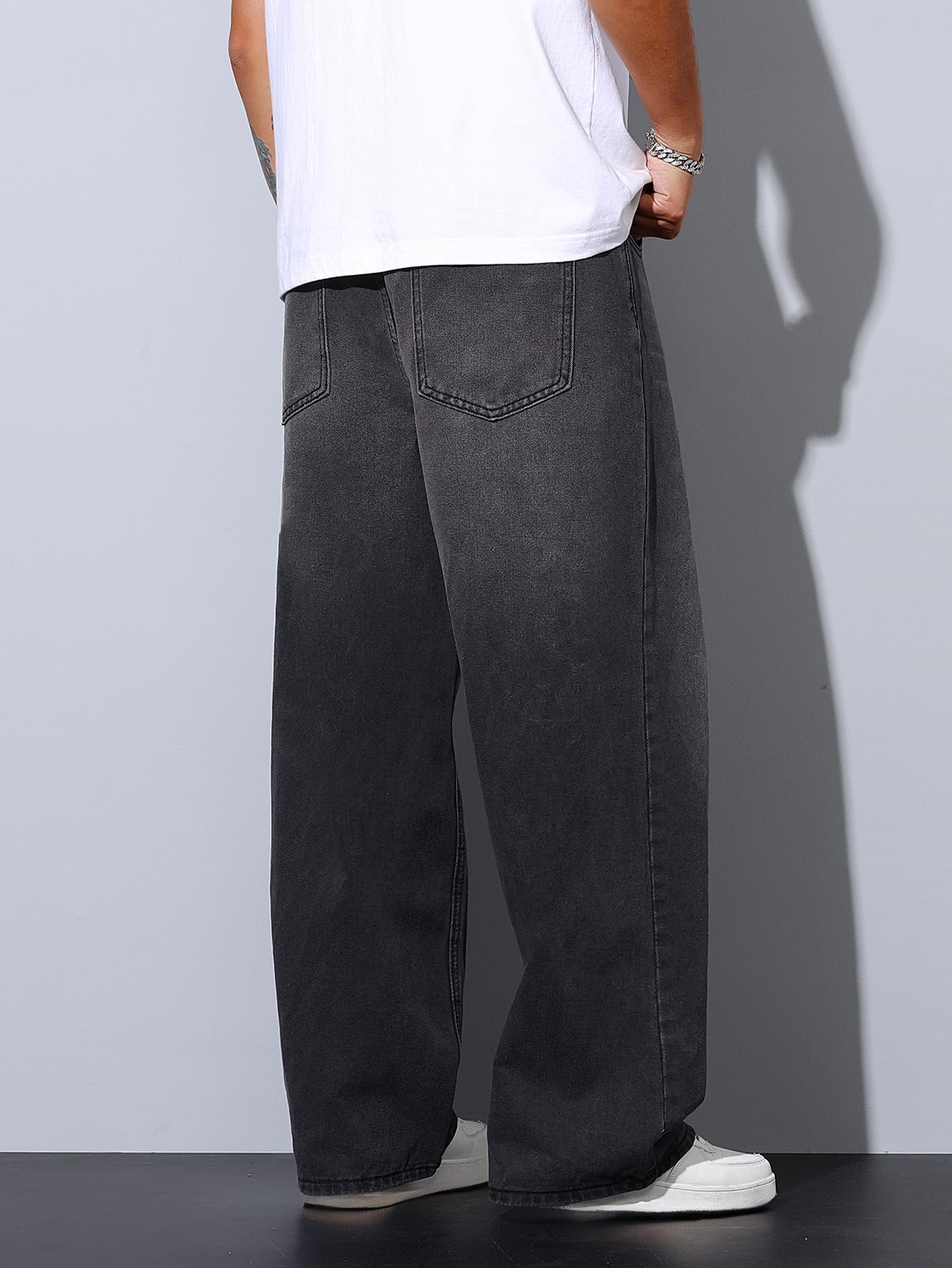 Jeans Baggy Hip hop pour Hommes,Jeans Skater à Jambe Large,Y2K Streetwear Pantalons en Denim décontractés