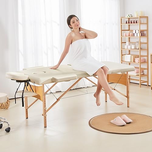 Miniatura 19 de Yaheetech Mesa de masaje portátil para pestañas, cama de spa, sofá de masaje, mesas de spa plegables ajustables de 2 pliegues con bolsa no tejida