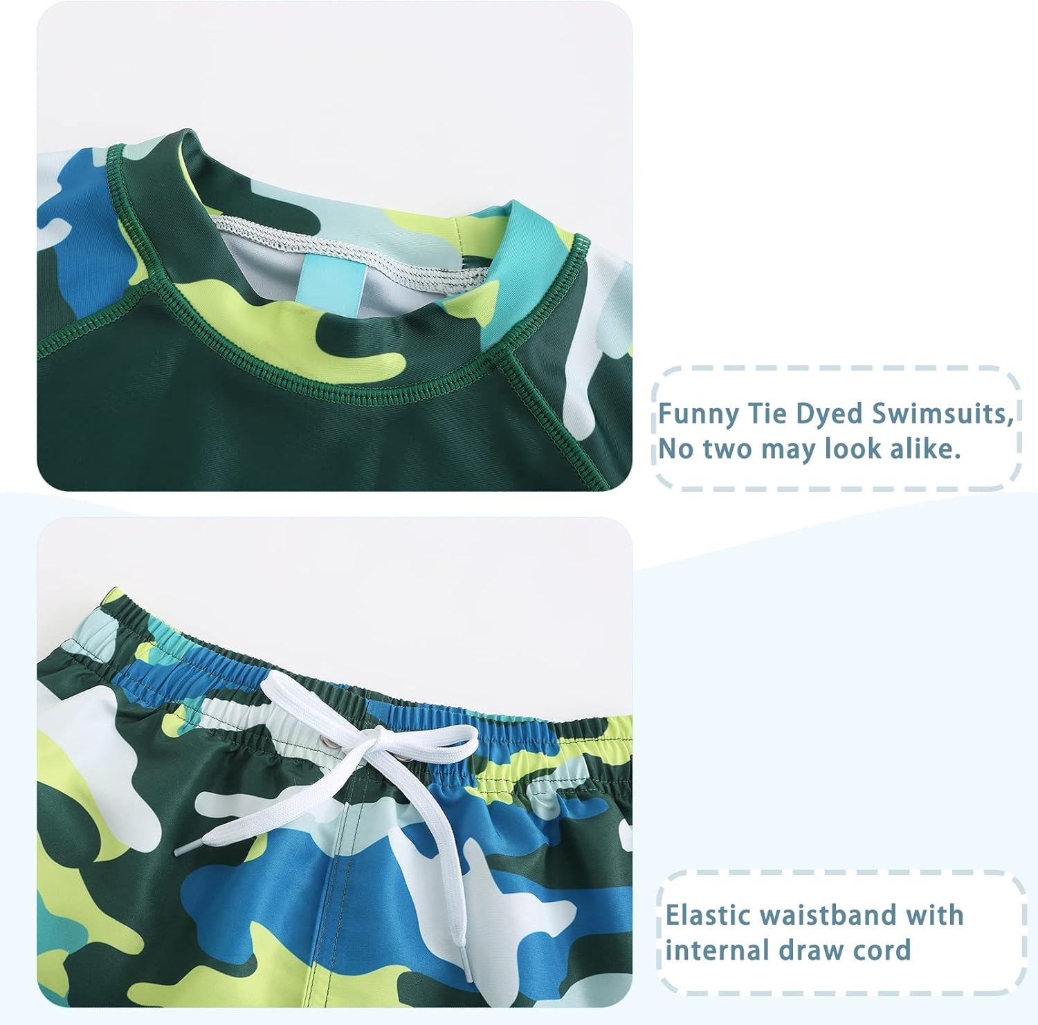 Boys Rash Guard Swimsuits Set for Boys 2 Piece Short Sleeve Swim Shirts Quick Dry Bathing Suits with Trunks - Image 6