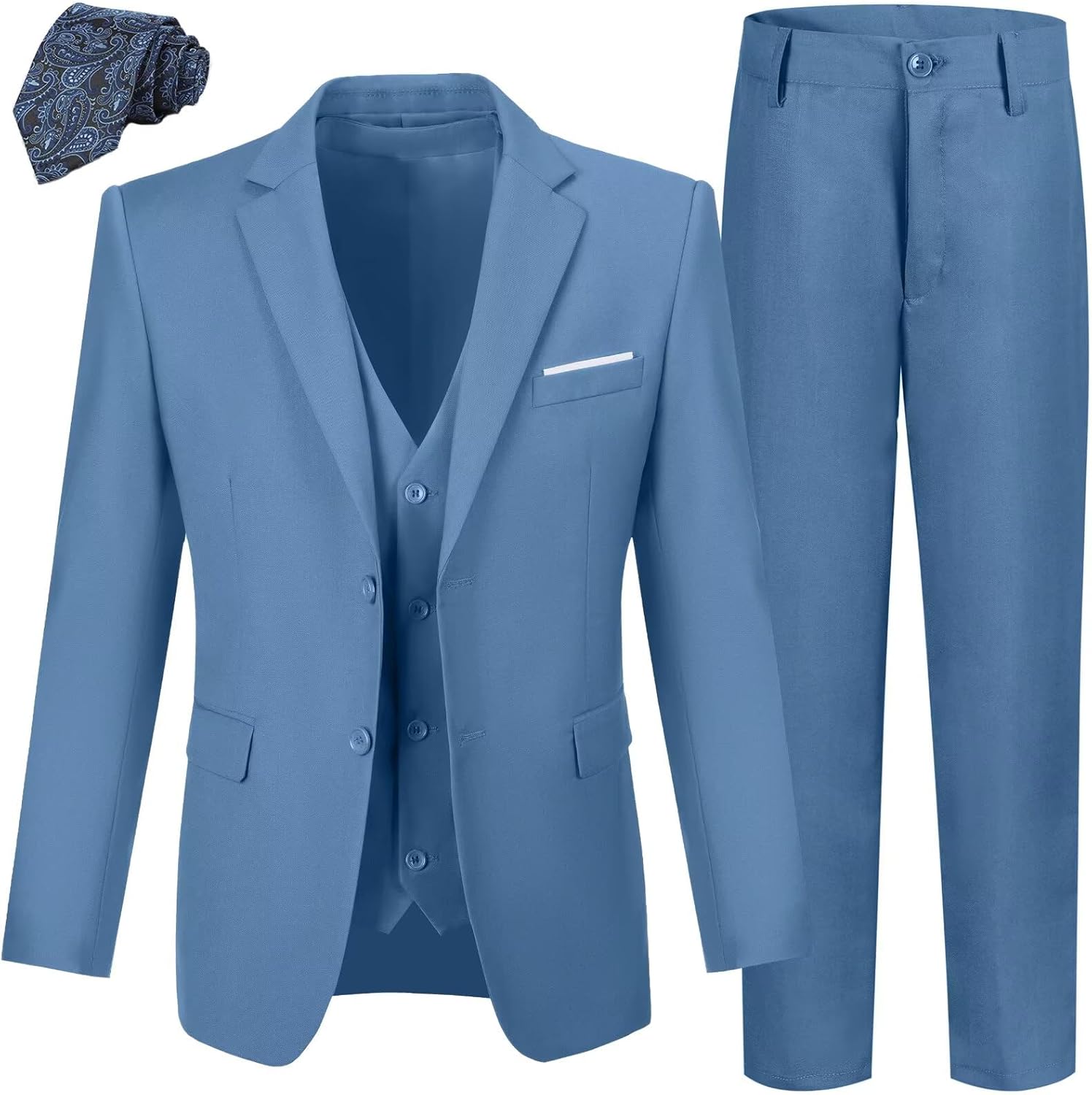 Boys Suits Size 14 Formal Suit Set Blue Grey Teen Prom Homecoming Outfit Communion Dress Clothes