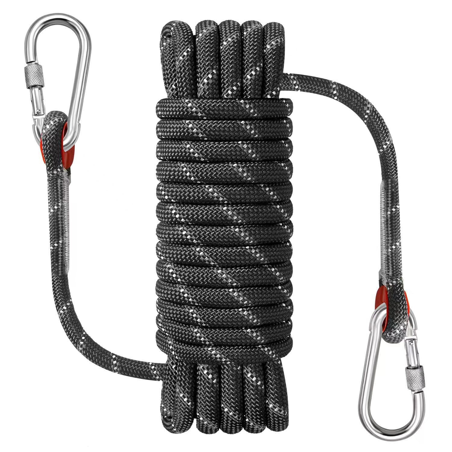 NorthPada Kletterseil Haken aus Nylon für den Außenbereich, 12 mm x 10 m, Reflektierend Schwarz, Schwimmend, für Klettern, Baumpflege, Schaukeln, Bootfahren, Angeln, Rafting, Wandern und Baumpflege