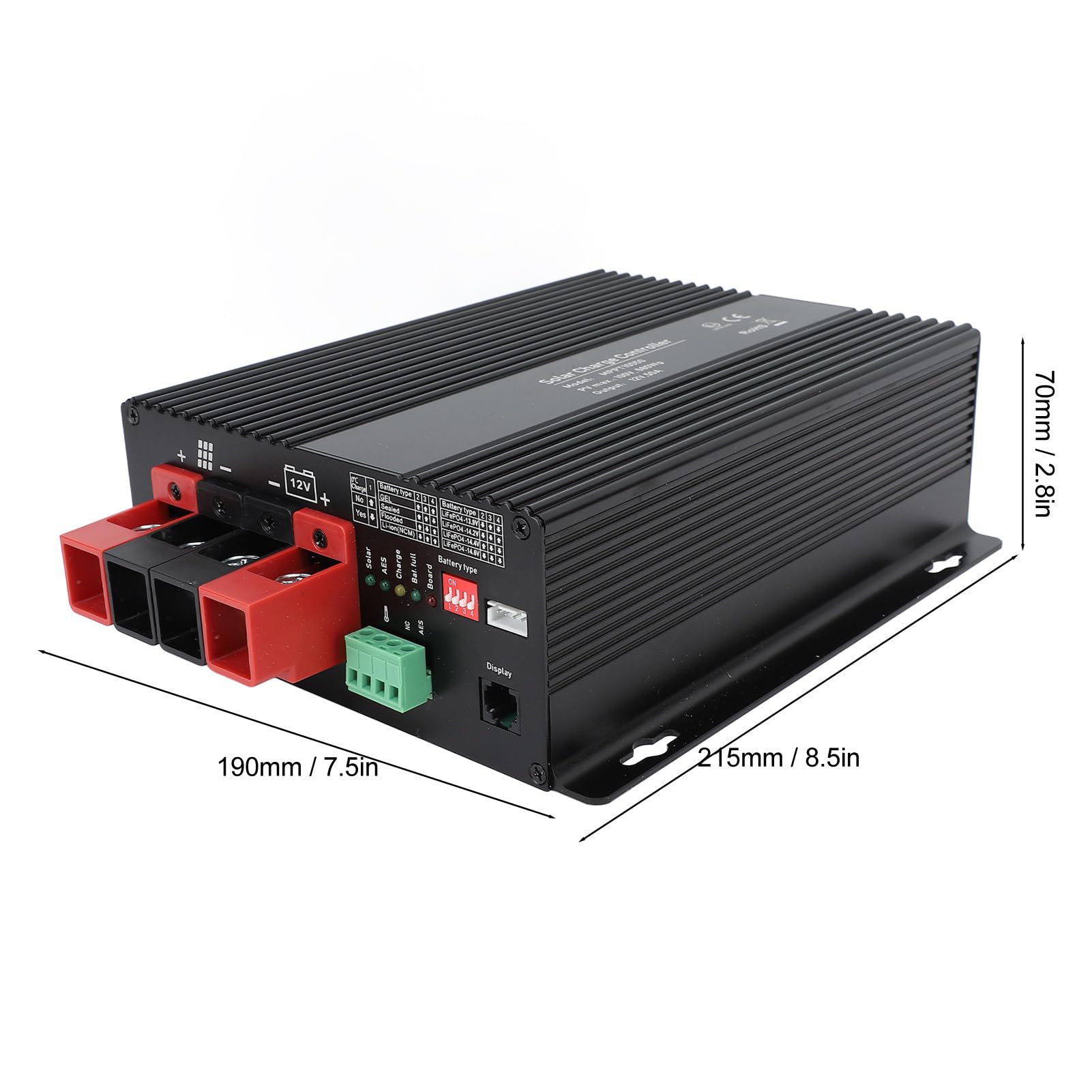 Kontroler ładowania Słonecznego 40A MPPT, Automatyczny Inteligentny Regulator 12V 24V z Wyświetlaczem LCD Ustawienie Timera z Podwójnym Portem USB, dla Systemu Paneli Słonecznych