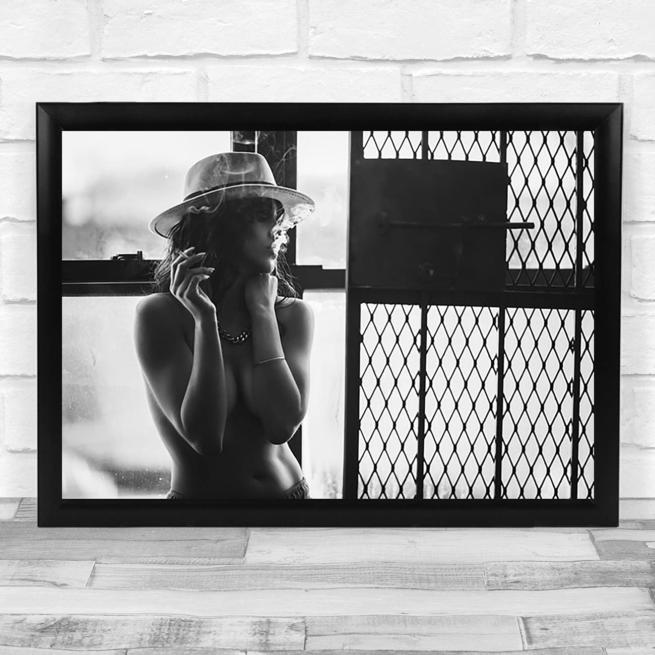 The Card Zoo Smoking Fine Nude Naked Hat Woman Attitude Wall Art Print