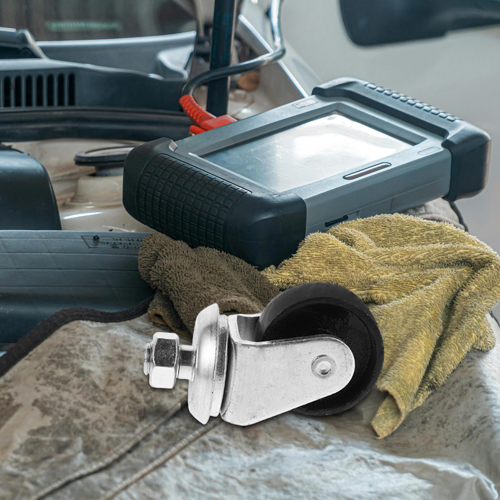 Roulette pivotante pour cric 4 tonnes avec tige filetée rotative à 360° - Roulette de rechange industrielle pour lève-sol et pompes doubles - Accessoires de cric