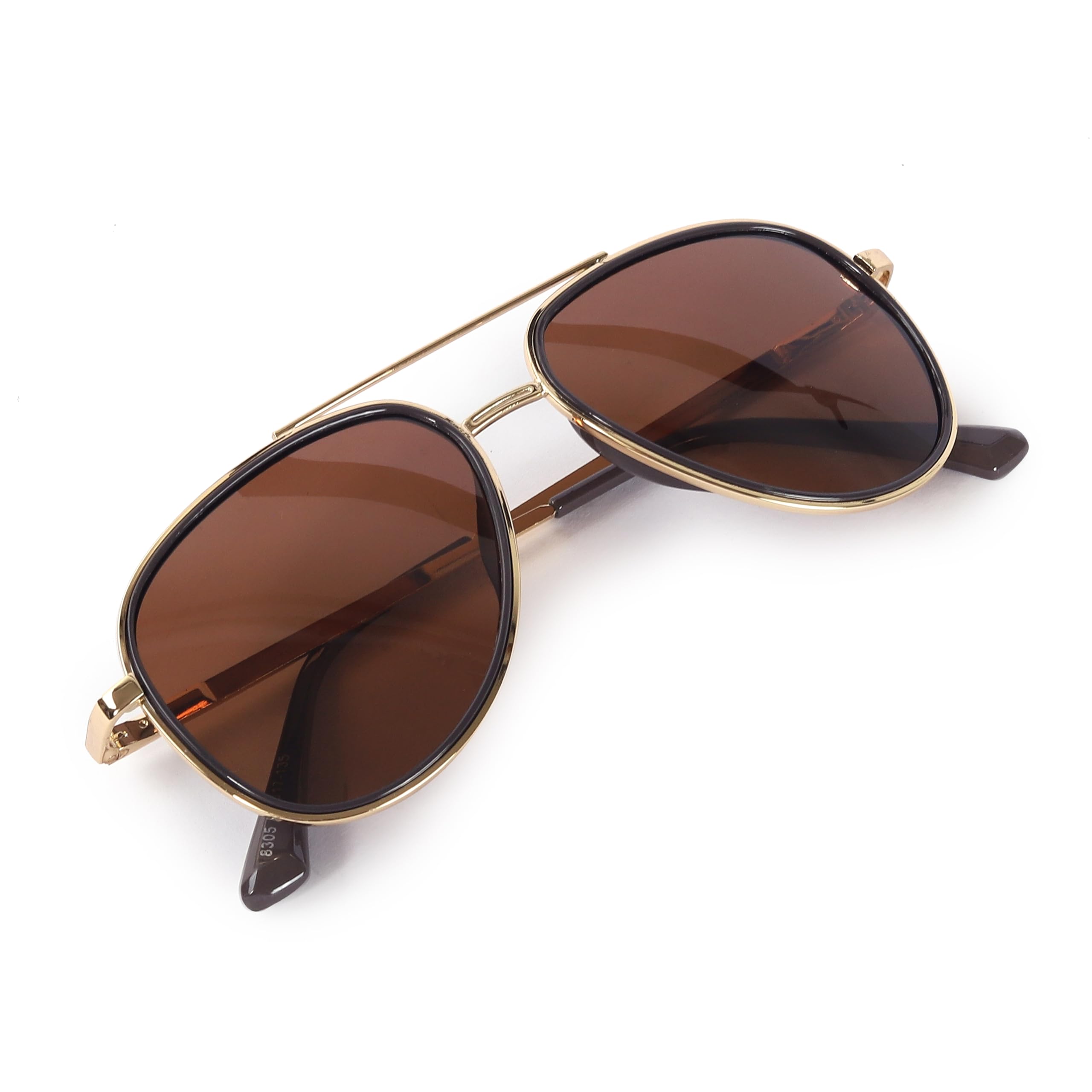 Gold_Brown_Polarized_Aviator_Men_Sunglass_Single_Bar_Head_Of_The_Sunglass_ Without Nose_Pad_New_Generation_Shades_Dark_Brown_Colour_Lens_Alongwith_Spring_Quality_ On_Sides_Of_The_Sunglass.