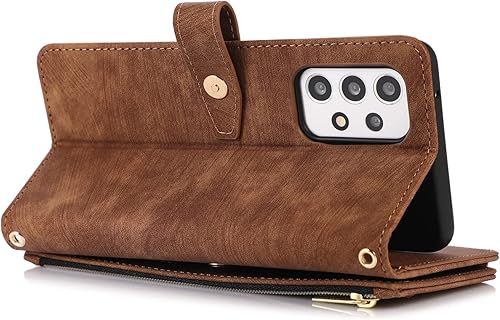 Miniatura 3 de ONV Funda con tapa para Samsung Galaxy A53 5G - Funda de piel con bolsillo para efectivo con cremallera de lujo, ranura para tarjetas, a prueba de