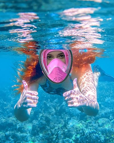 Miniatura 2 de QingSong Máscara de esnórquel de cara completa para adultos, equipo de esnórquel con soporte para cámara, juego de esnórquel con vista panorámica de