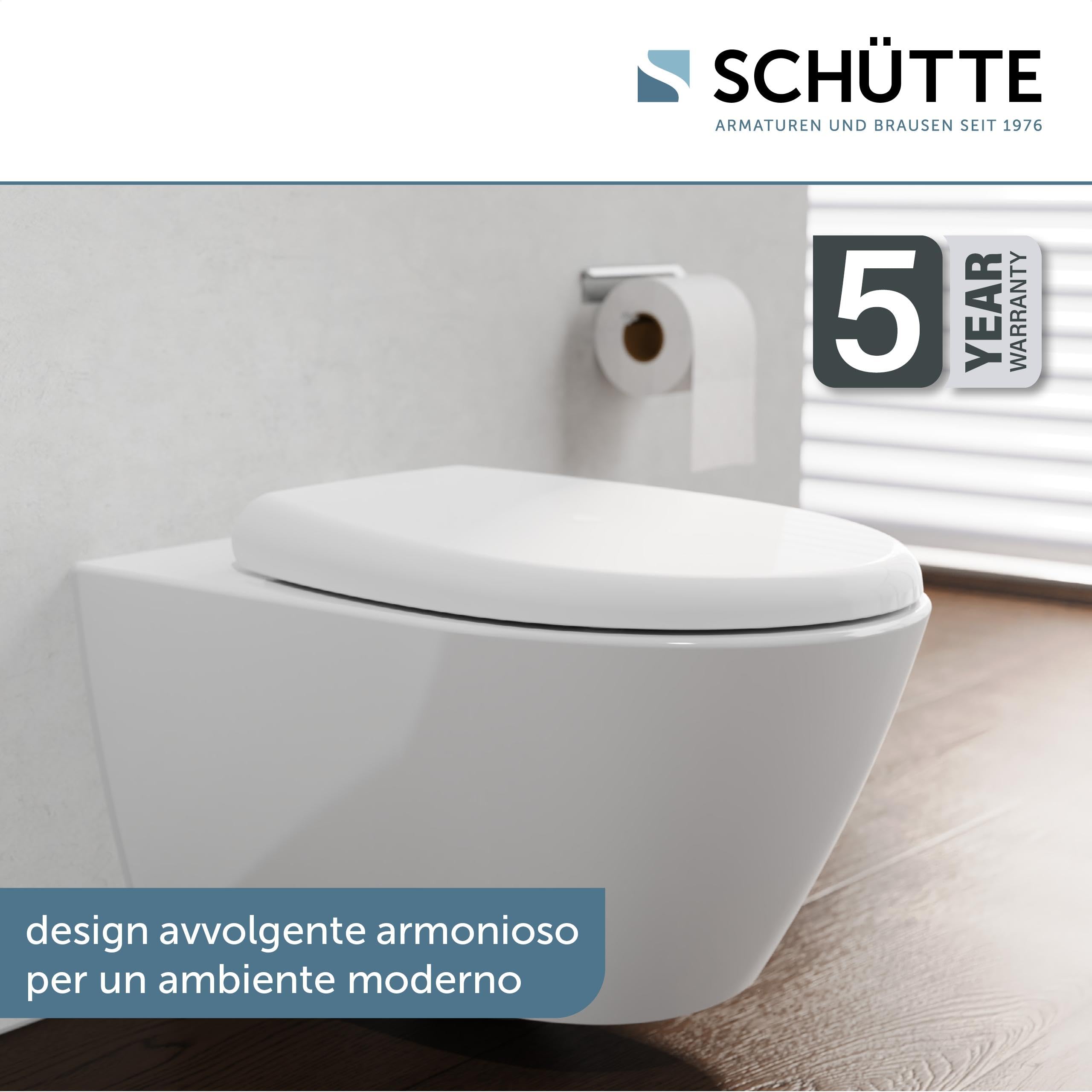 Sedile WC con abbassamento automatico, certificato TÜV, coperchio rimovibile in materiale infrangibile, facile da montare con stencil di montaggio, coperchio WC e occhiali da portata fino a 500 kg