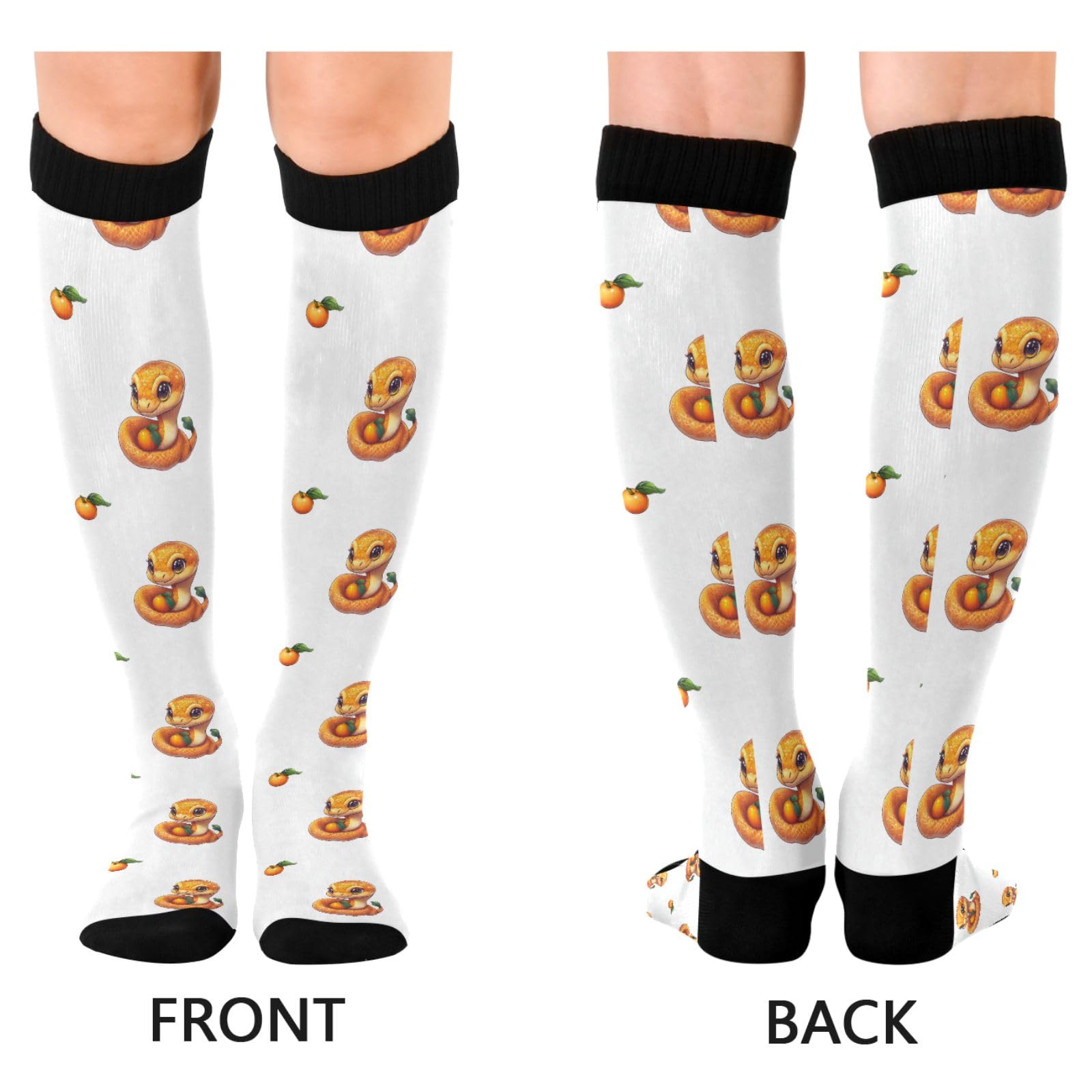 ALAZA Athletic Compression Socks Knee High Socks Stockings for Women Snake Pattern Running Circulation Sport Football