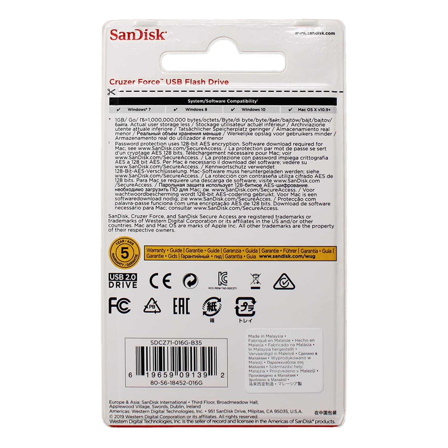 Sandisk Cruzer Force USB Flash Drive (SDCZ71-016G-A46)