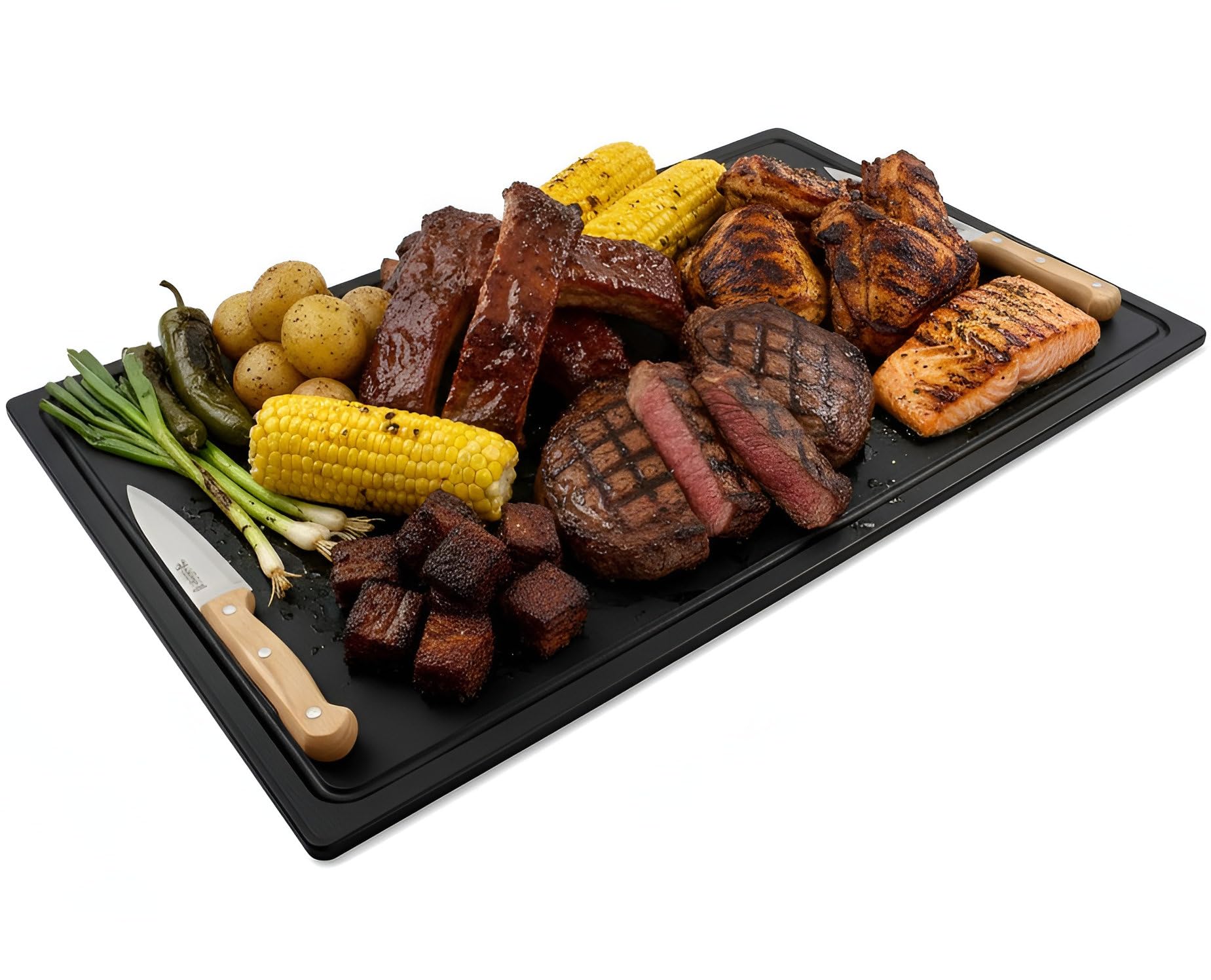 Thirteen Chefs Black Grooved Cutting Board