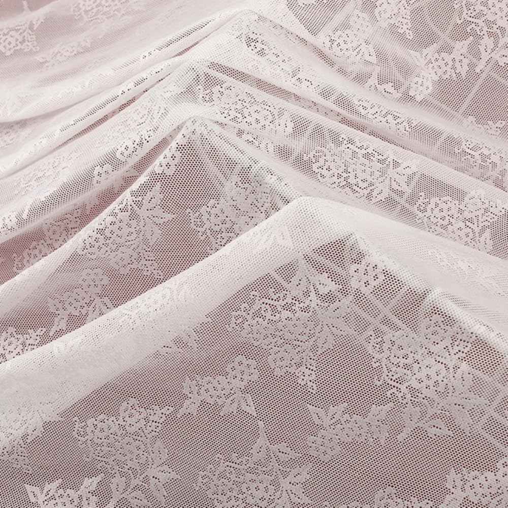 4 Yards Tessuto di pizzo traforato Bianco Tulle Tessuto Pizzo 150 cm Maglia larga Tessuto per abito da sposa Cucire Tessuto decorativo Pizzo Tessuto su misura per abbigliamento e taglio fai da