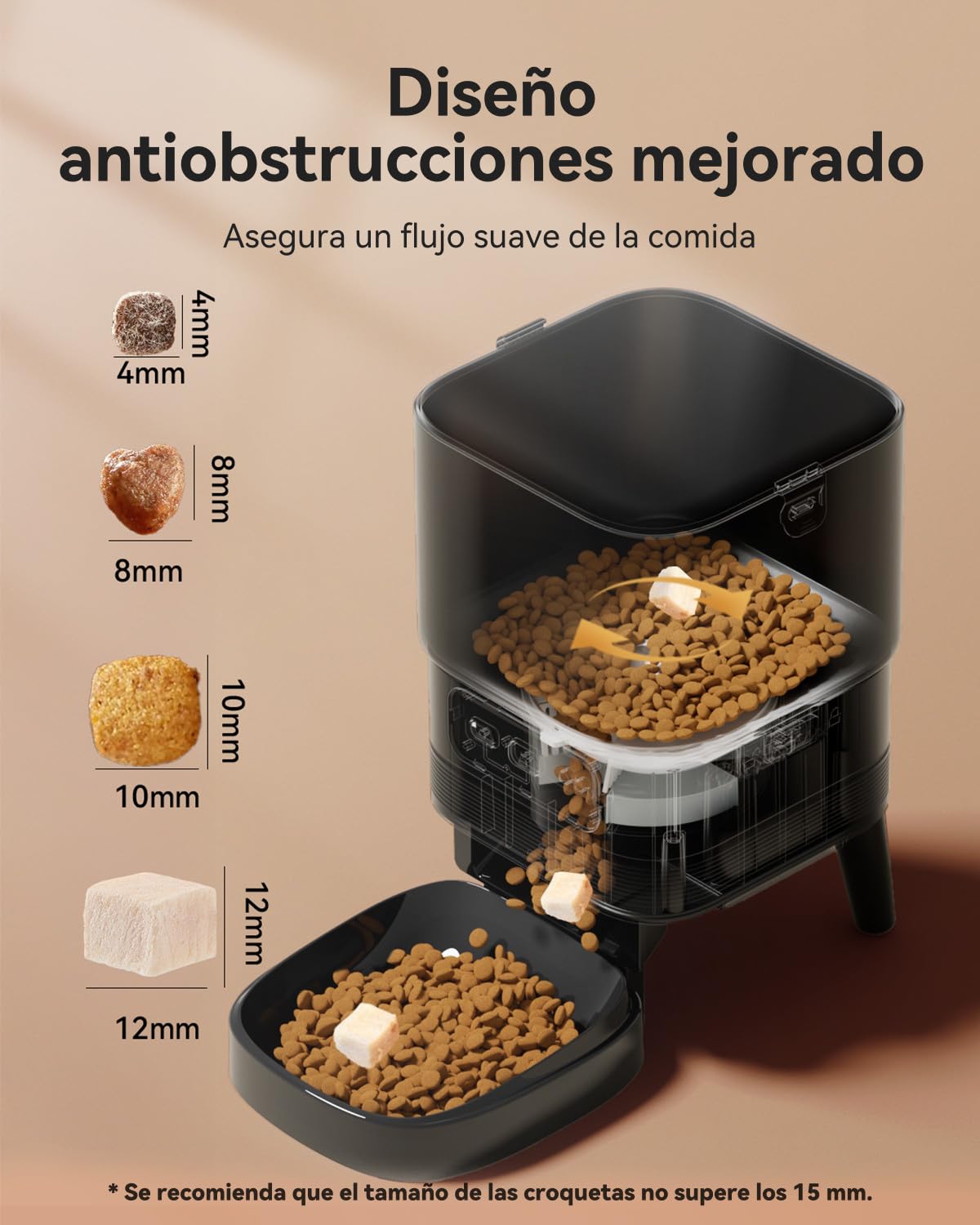Alimentador automático para Gatos, 2.4G WiFi Comedero para Gatos con Control App, 4L Comedero Automático con Funcionamiento de Batería, 10s Grabación de Voz, 1-10 Comidas para Gato y Perro (Ferroso)