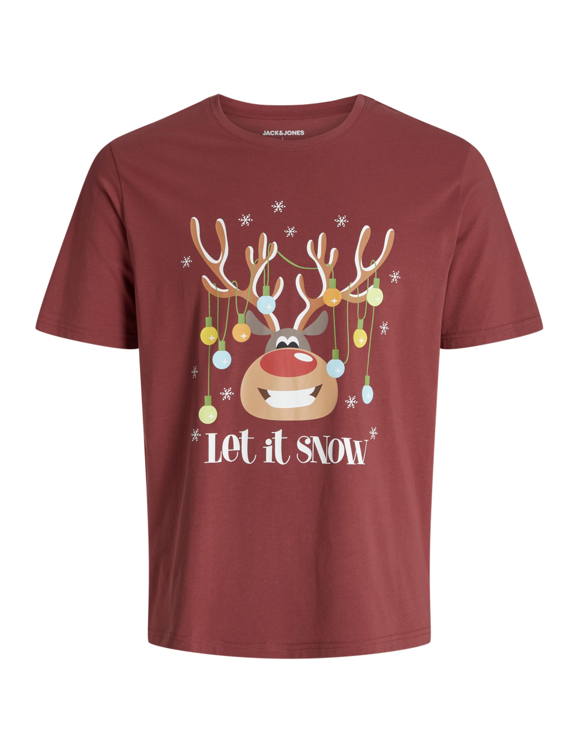 JACK & JONES Men's Jjchristmas Tee SS Crew Neck Jnr, Ziegelrot, 14 Years