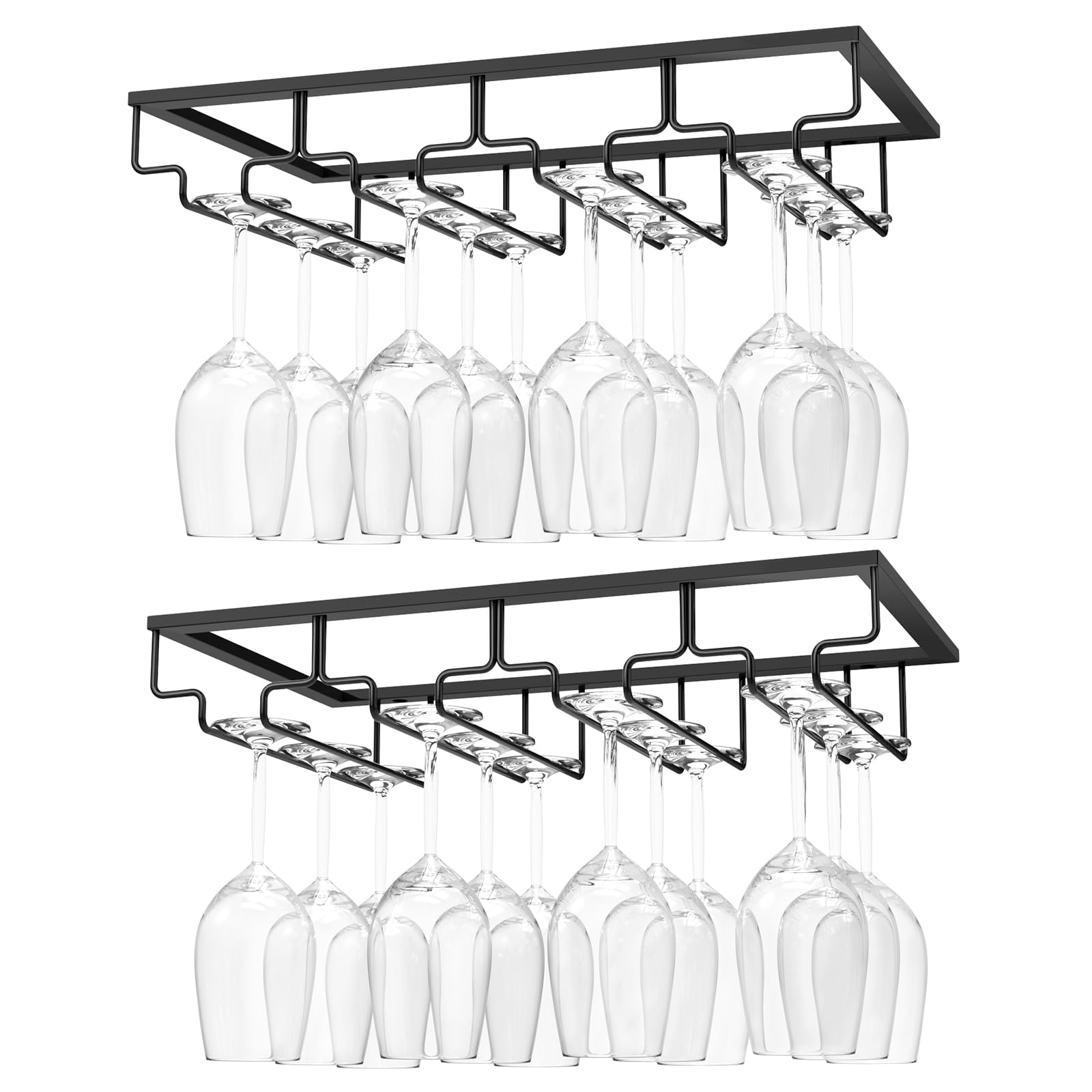 Under Cabinet Wine Glass Holder, 4-Row Hanging