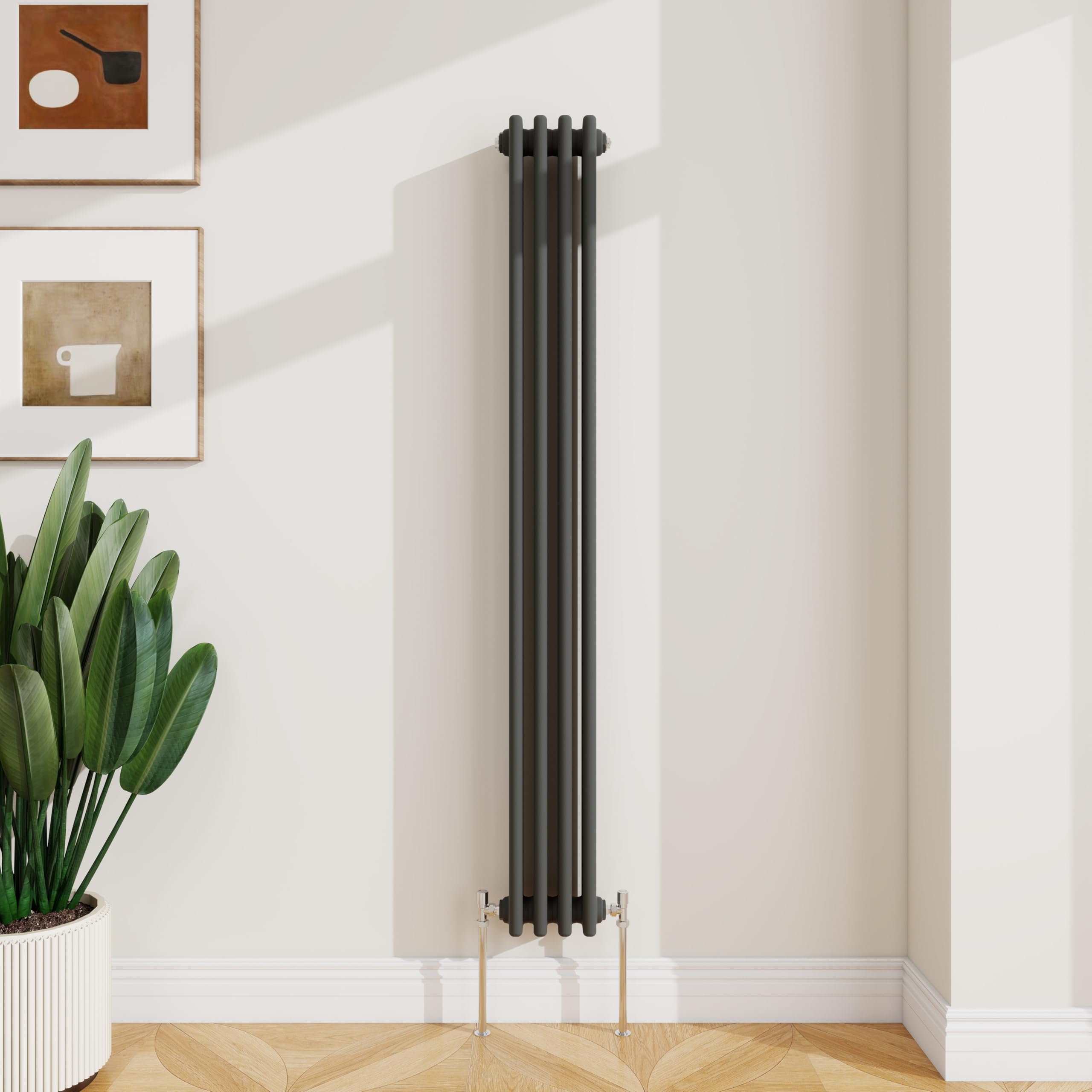 SLINE SANITARY 1500x200mm Cast Iron Style Traditional 3 Column Vertical Anthracite Central Heating Radiator
