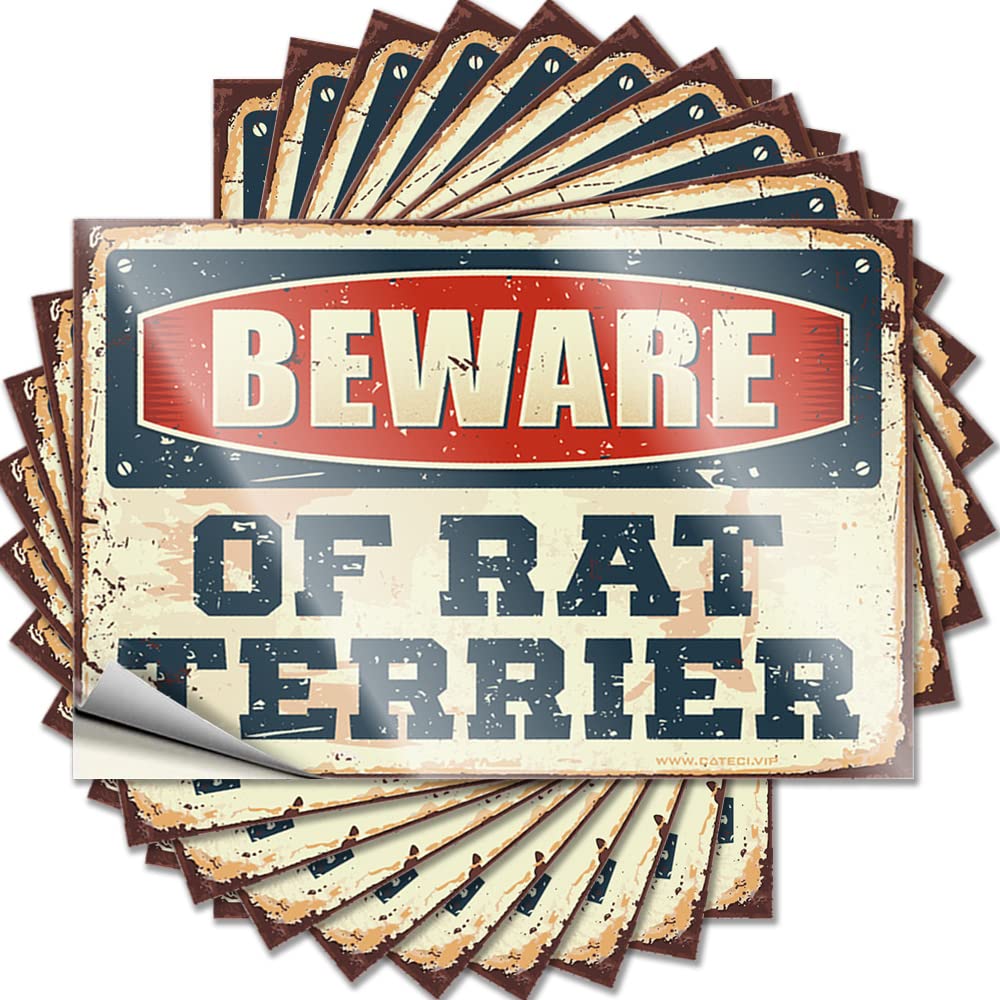 Beware of Rat Terrier Saying Music Self Adhesive | Badass Water Vinyl Sticker Pack for Man(8X12CM)