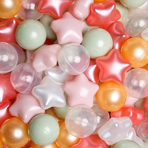 Miniatura 29 de TRENDPLAY Pelotas de bolas de estrella 50, 100, 200, 500, para niños pequeños, formas de pelotas para niños y niñas, diversión, fiesta de Rosa