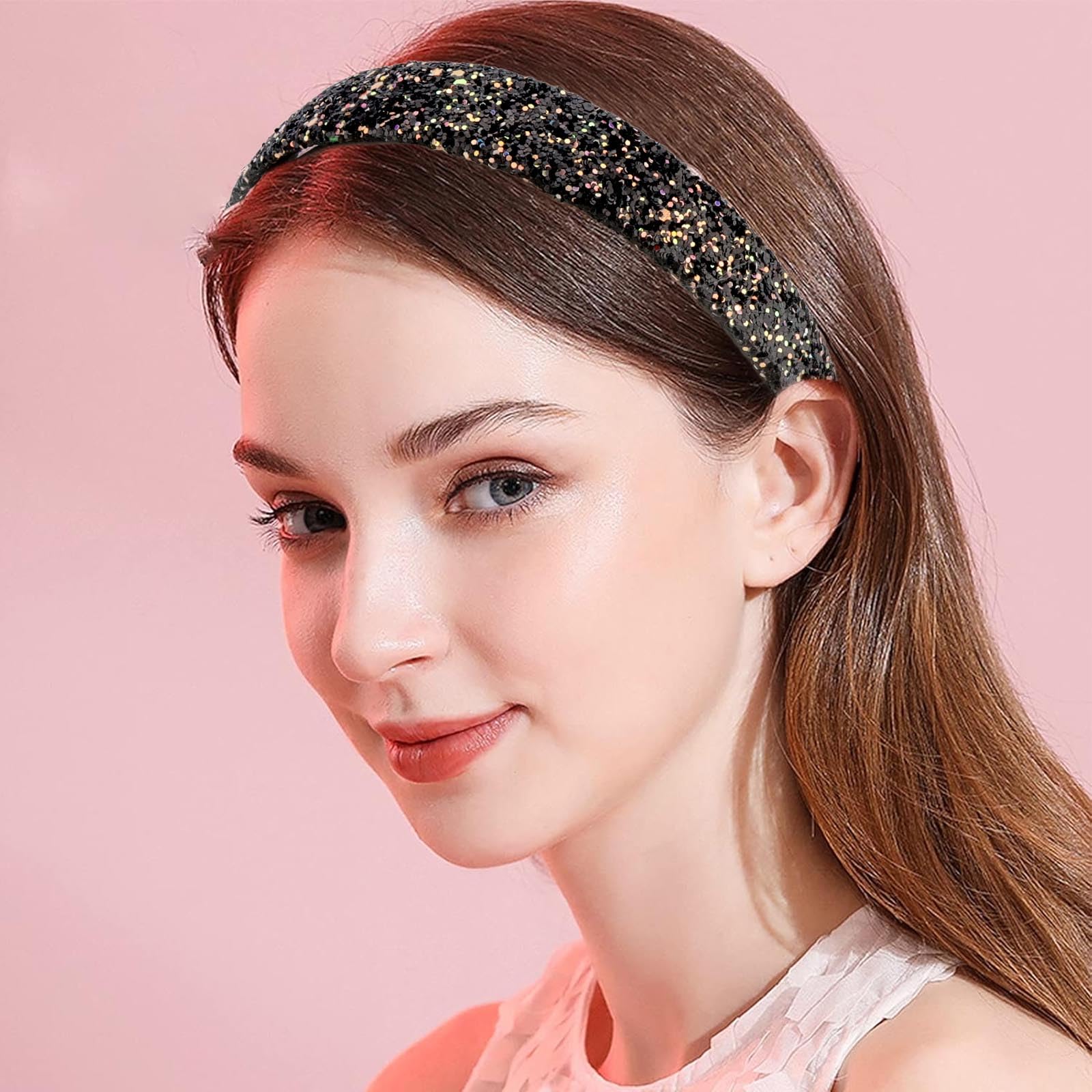 Diademas para niñas, 6 diademas con purpurina arcoíris para mujeres y niñas, diadema brillante dorada, rosa, azul, morado, diademas brillantes para niñas, accesorios para el cabello para