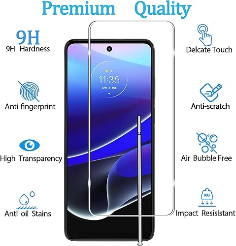 Miniatura 2 de Paquete de 3+3 Protector de pantalla y protector de lente de cámara para Motorola Moto G Stylus 5G 2022, HD antiarañazos, antihuellas, protector de