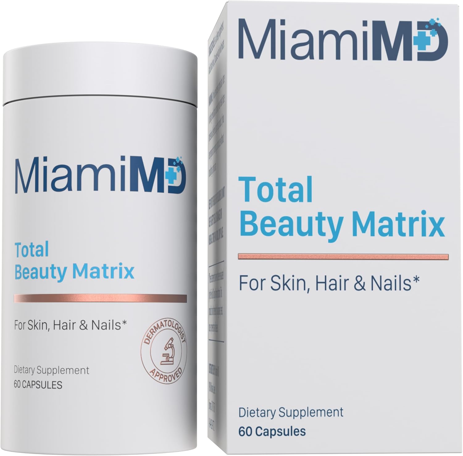 MiamiMD Total Beauty Matrix Collagen Supplements for Women – Collagen Capsules with Vitamin C for Hair, Skin and Nails – Cruelty Free – 60 Capsules