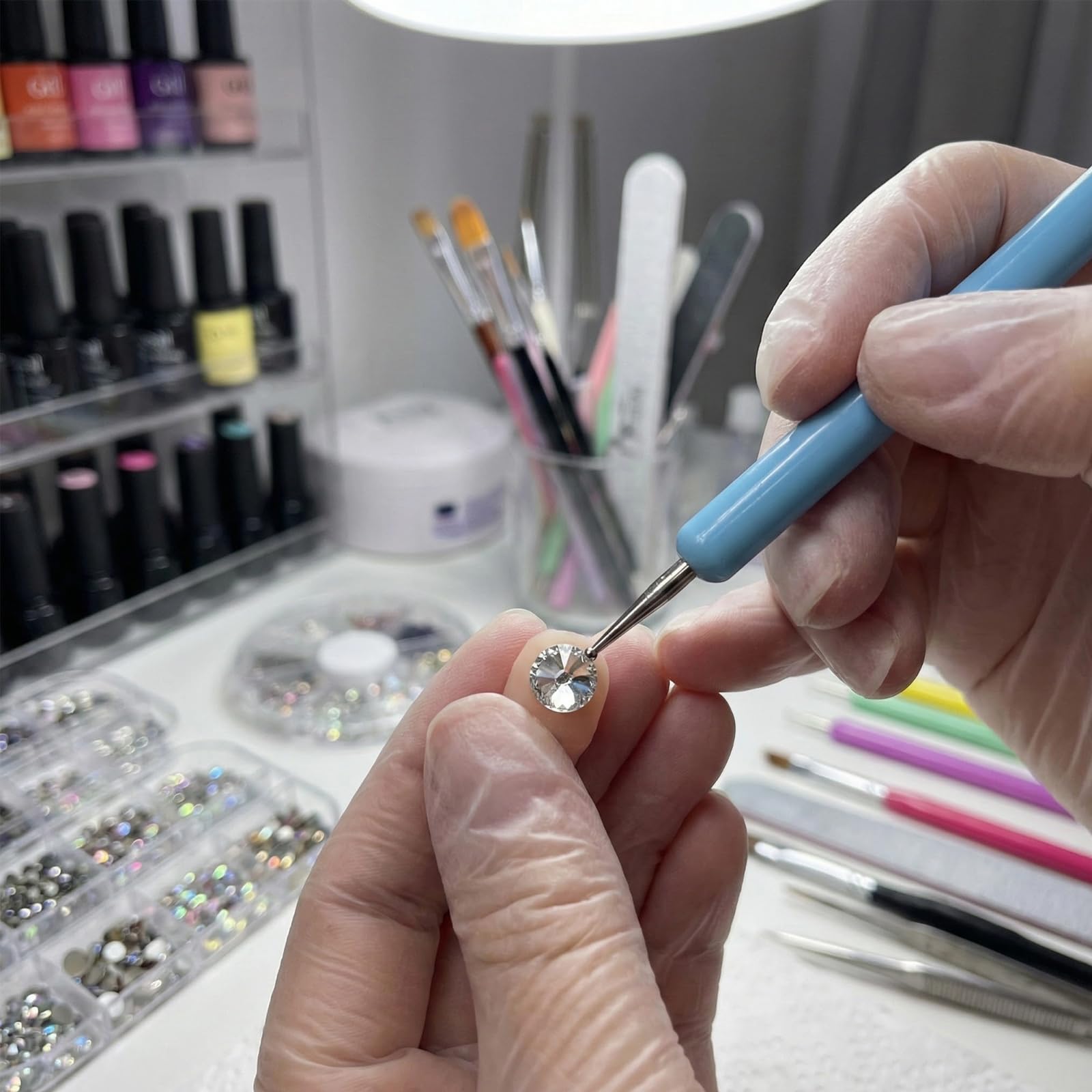Set di 10 penne per unghie, penna in silicone + penna per punteggiatura, set di attrezzi per unghie, set di strumenti per marmorizzazione, punti, strumenti per nail art, per pietre, effetto