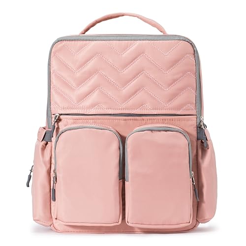 SoHo NY - Mochila para pañales, 4 piezas, Chevron, rosa, Rosado