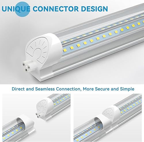 Miniatura 4 de SHOPLED Luz LED de tienda de 4 pies, 36 W, 4680 lúmenes, 6000 K, blanco frío, forma de V, luces LED T8 enlazables de 4 pies, luces LED de taller