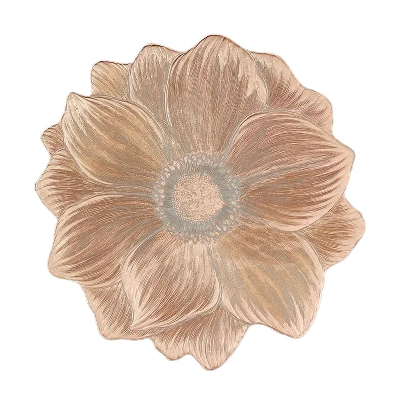 PVC Dining Table Mat 6/4pcs Creative Flower Shaped Placemat PVC Dining Table Decoration Mat Bowl And Plate Tableware Tea Coffee Cup Coaster(HH Rose Gold,4pcs)
