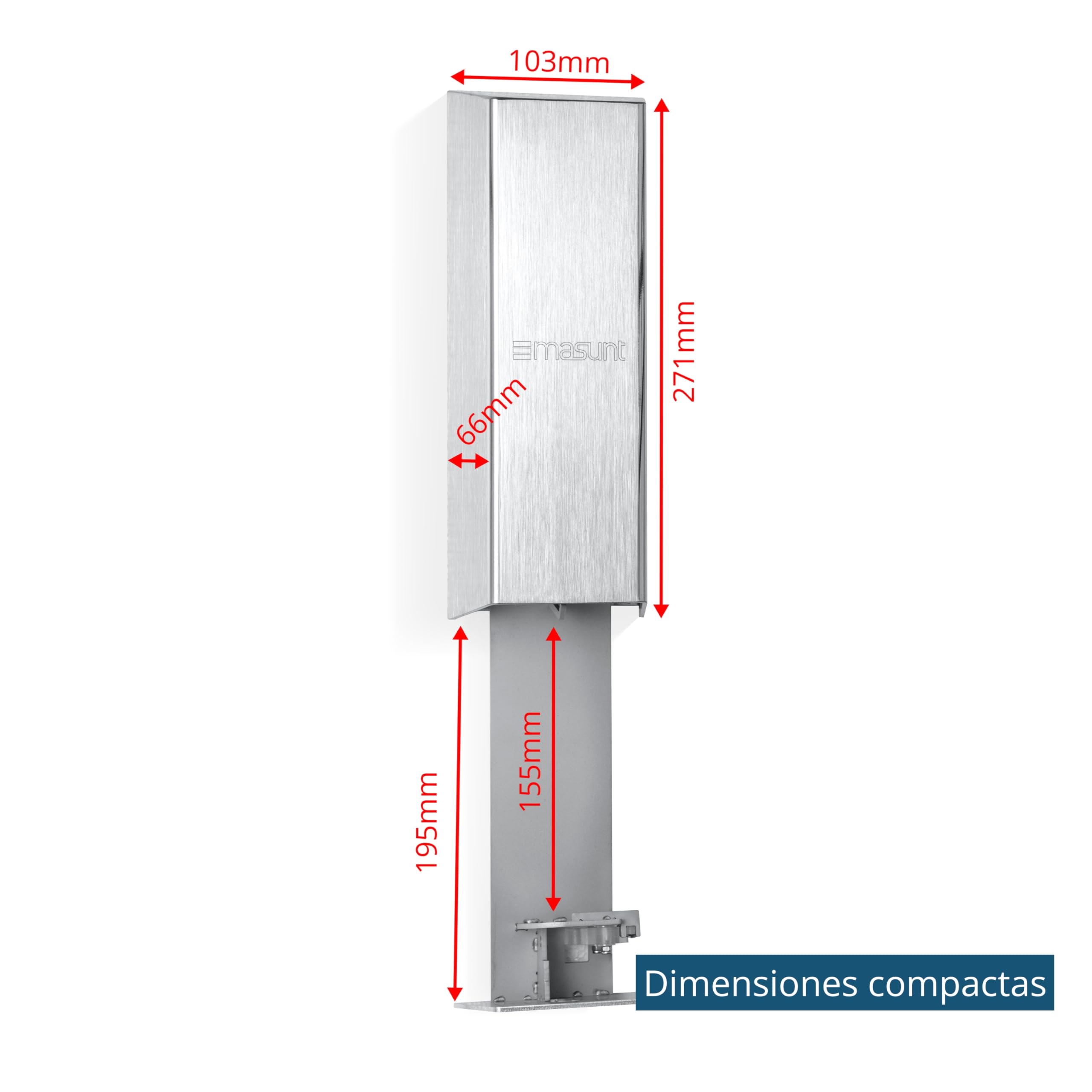 masunt Caja Fuerte de Servicio XL 640 - Caja Fuerte de Acero Inoxidable para Llaves, Resistente a la Intemperie, Extra Grande, preparada para semicilindro de Perfil Plata 271 X 103 X 66 mm