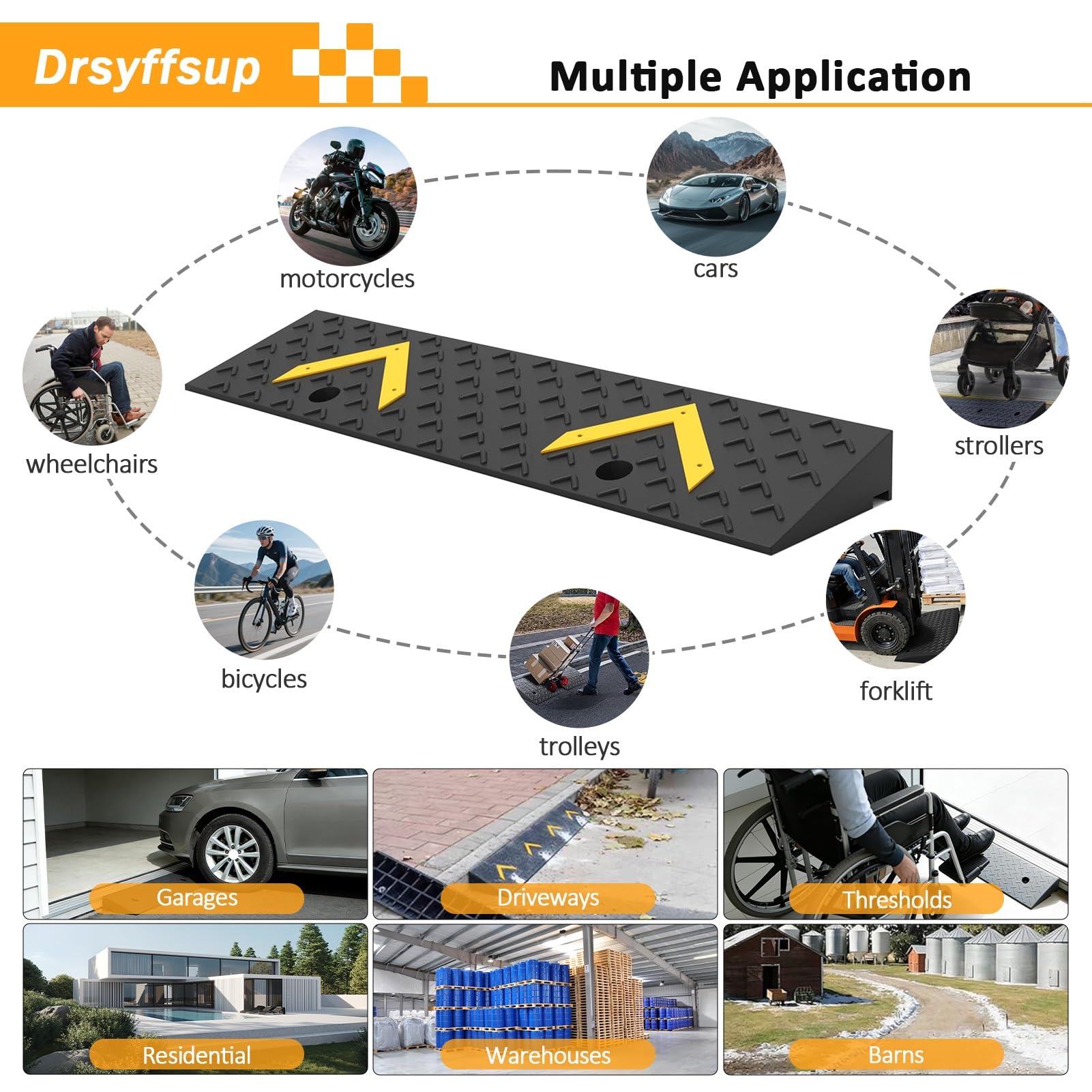 Rampy do wjazdów, ramp samochodowych, wytrzymałe gumowe rampy progowe do ramp załadunkowych, garaży, chodników, skuterów, motocykli, wózków inwalidzkich (100 x 30 x 15 cm)