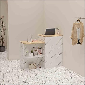 Checkout Counter with Drawers,Reception Desk Retail Counter Modern with Cable Grommet,for Salon Reception Room Checkout Office,D-2,47.2x17.7x37.4in