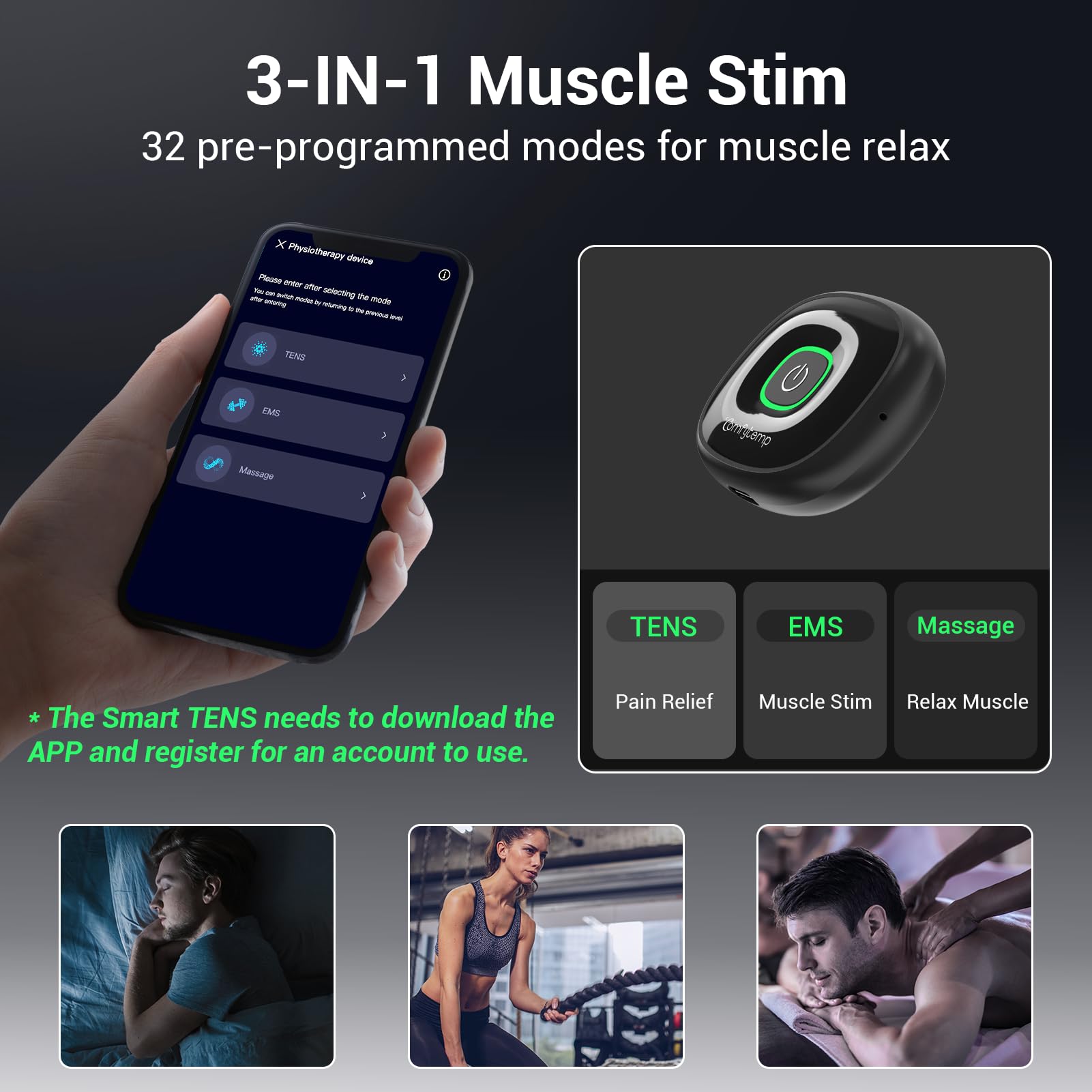 Comfytemp 32 Modes Wireless TENS Unit Muscle Stimulator for Pain Relief — Amazon image 4